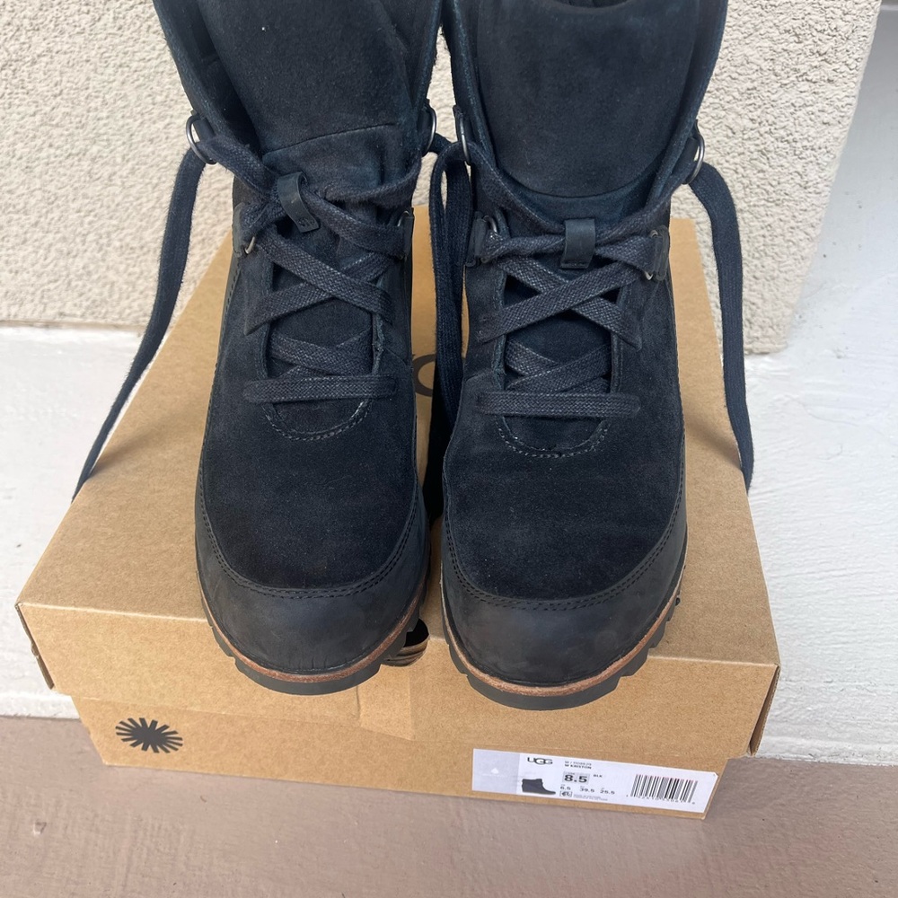 UGG Women's Black Lace Up Wedge Boots 8.5 - Picture 4 of 5